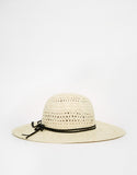 Straw Floppy Hat With Thin Bow Trim