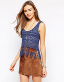 Crochet Cropped Tank With Fringe Hem