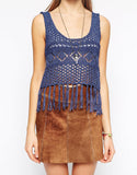 Crochet Cropped Tank With Fringe Hem