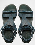 Oliviera Teal Flat Wrap Gladiator Sandals