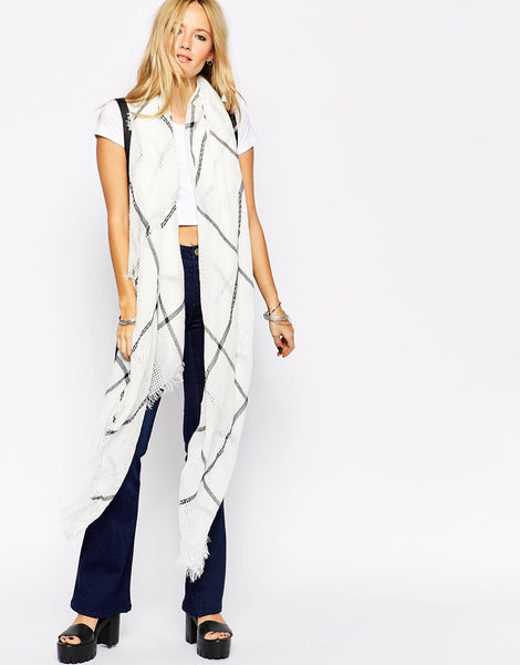 Lightweight Oversized Scarf In Grid Check