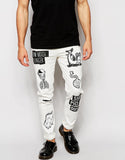 Skinny Jeans With Printed Badges