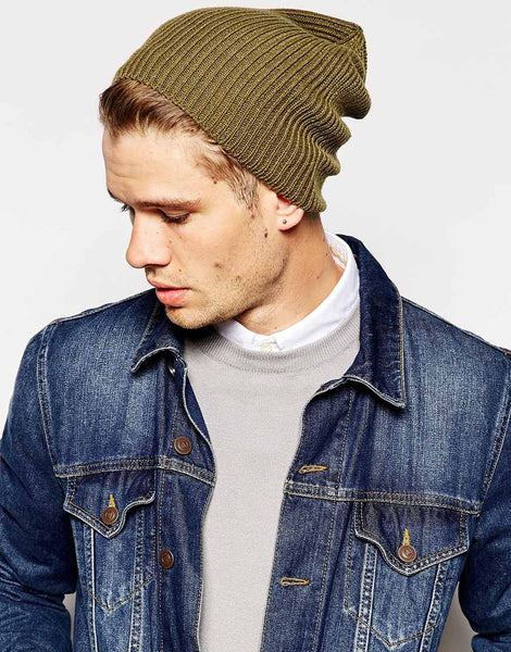 Slouchy Beanie Hat In Khaki