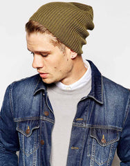 Slouchy Beanie Hat In Khaki