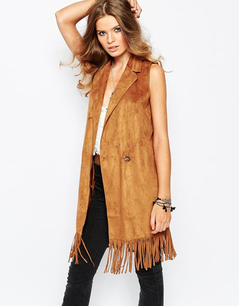 Sleeveless Waistcoat With Fringing