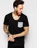 T-Shirt with Printed Geometric Pocket