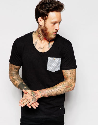 T-Shirt with Printed Geometric Pocket