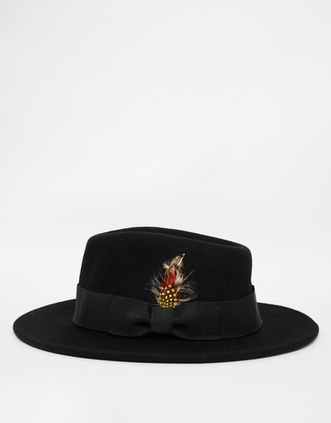 Wool Fedora With Feather Detail